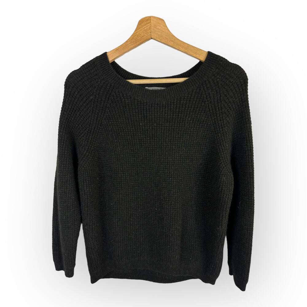 Vince Womens size XS Yak Wool Crew Neck Waffle Knit Sweater Charcoal 73107 Flaw